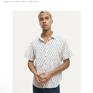 Raga Men's White Patterned Short Sleeve Shirt XXL